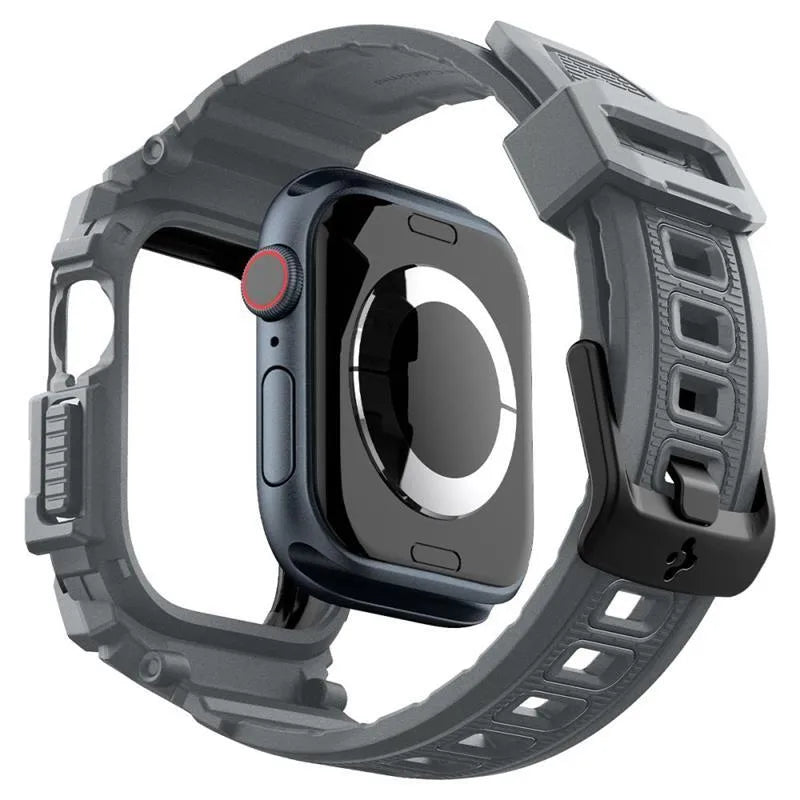Spigen Rugged Armor Pro – apyrankė su dėklu, skirta „Apple Watch 10 46 mm“ (tamsiai pilka)