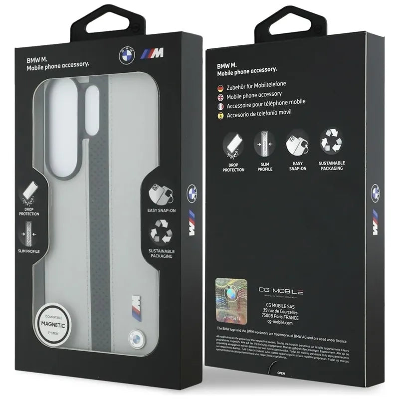 BMW M Perforated Stripe Logo MagSafe – Dėklas, skirtas Samsung Galaxy S26 Ultra (pilkas)