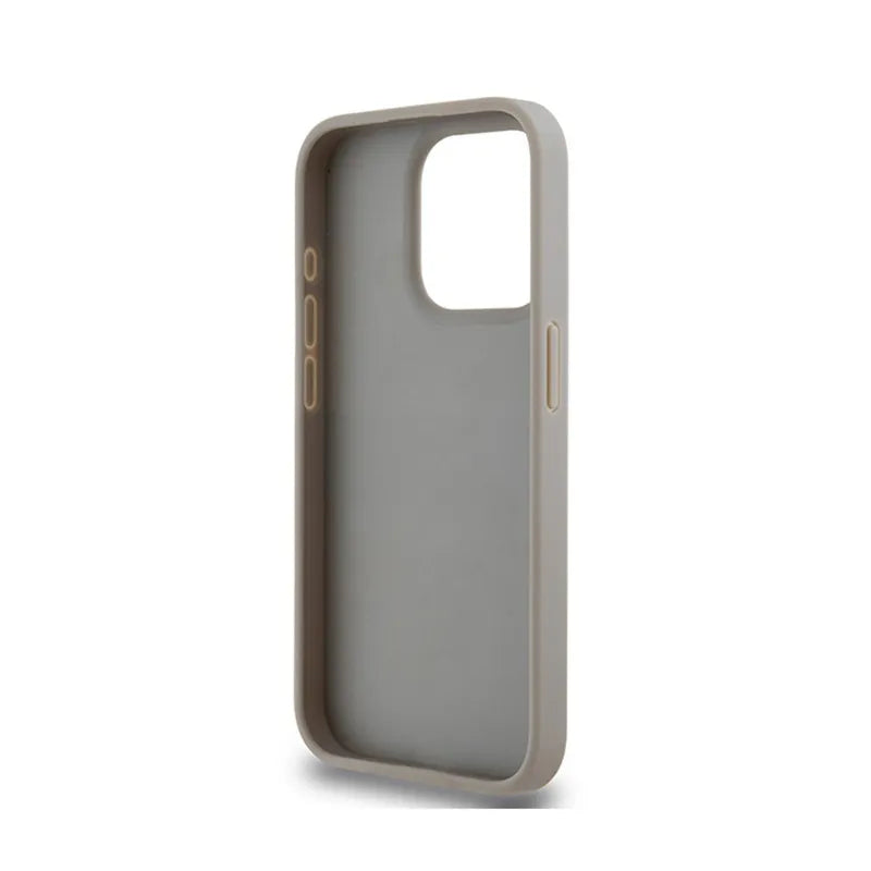 DKNY Leather Mono Stripe & Metal Logo – Dėklas, skirtas iPhone 15 Pro Max (smėlio spalvos)