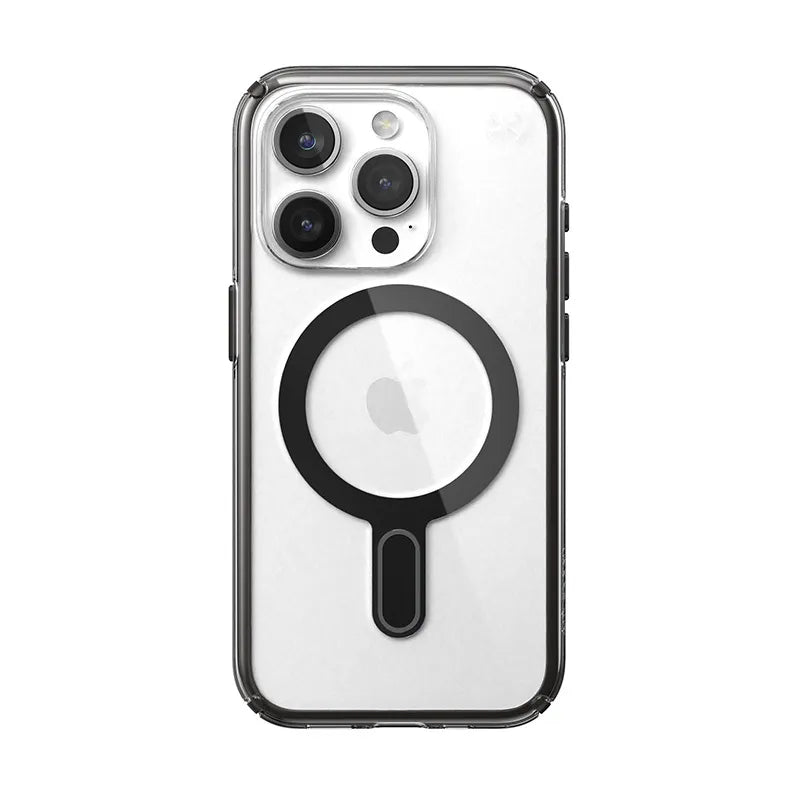 Speck Presidio Perfect-Clear ClickLock & MagSafe – iPhone 15 Pro dėklas (skaidrus / matinis juodas / pilkas)