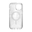 Speck Gemshell Grip + MagSafe – dėklas iPhone 17e / 16e / 15 / 14 / 13 (skaidrus / chromo apdaila)