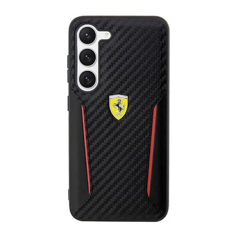 Ferrari Carbon Contrast Edges – dėklas Samsung Galaxy S23+ (juodas)