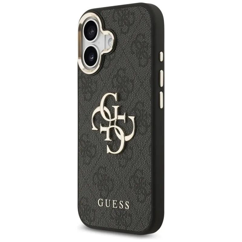 Guess 4G Big 4G Classic Logo – dėklas iPhone 17 (juodas / auksinis)
