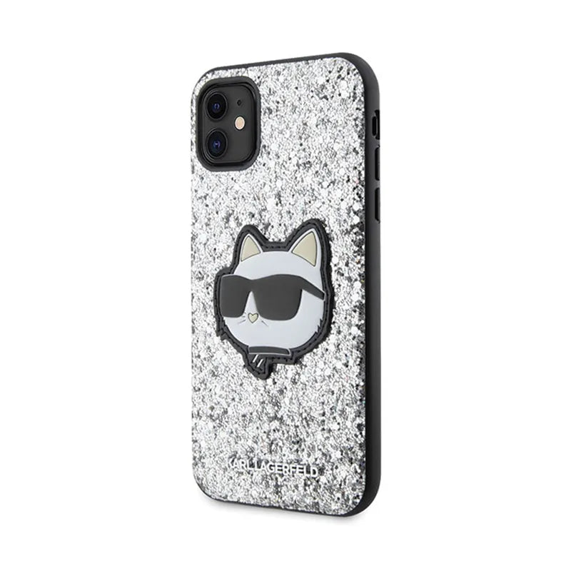 Karl Lagerfeld NFT Glitter Choupette Patch – Dėklas skirtas iPhone 11 (Sidabrinis)