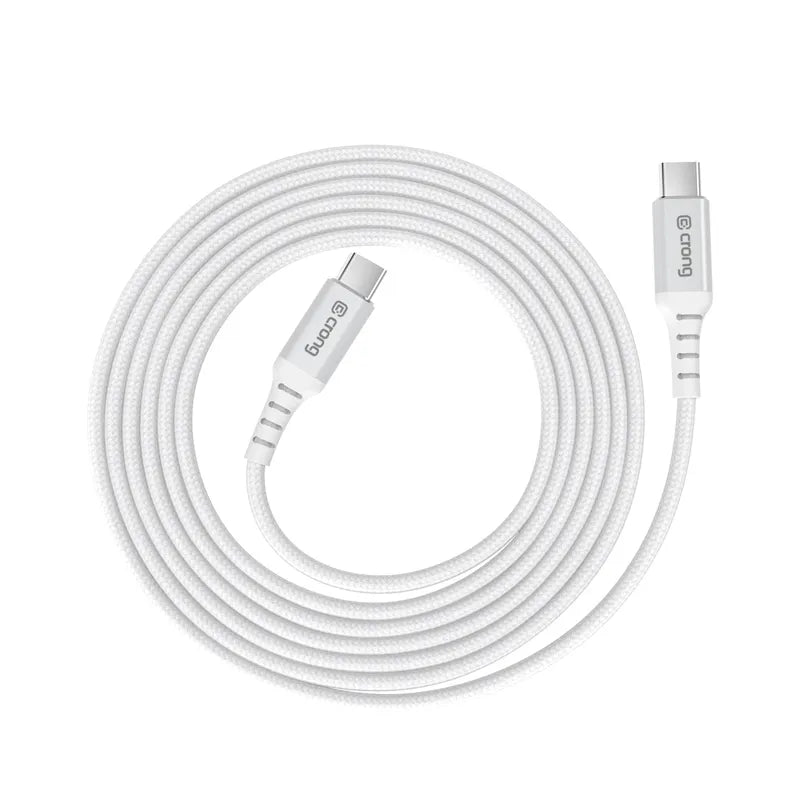 Crong Armor Link – 60 W PD 3 A USB-C – USB-C laidas 25 cm (baltas)