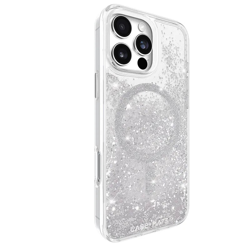 Case-Mate Waterfall MagSafe – dėklas, skirtas iPhone 16 Pro Max (sidabrinis)