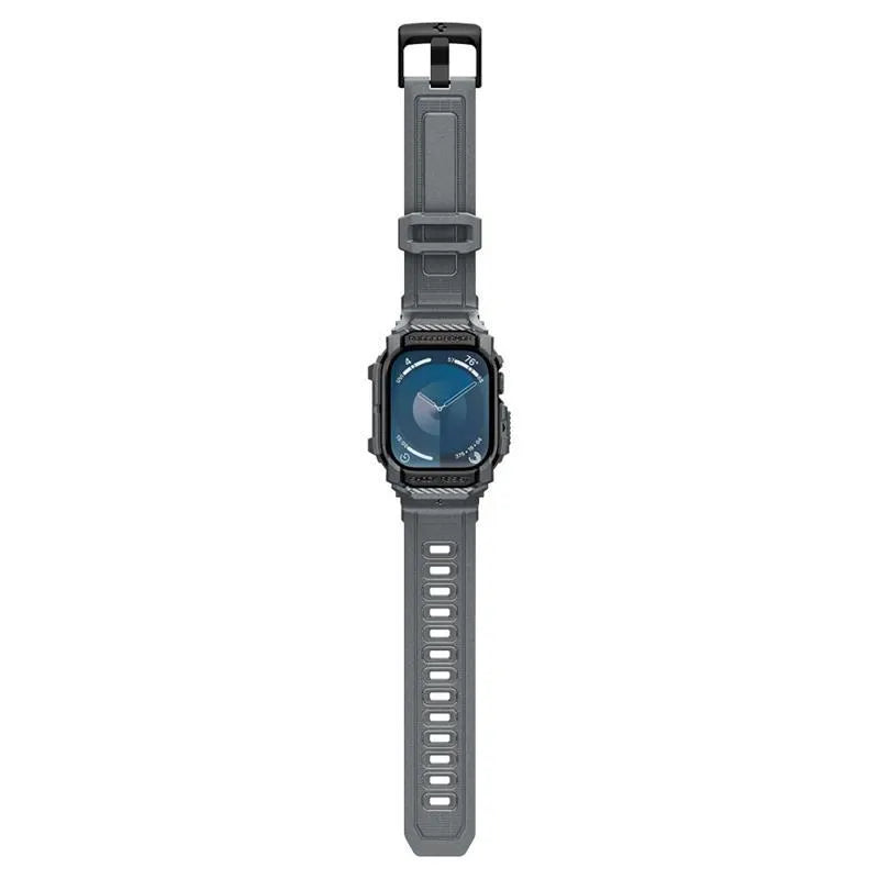 Spigen Rugged Armor Pro – apyrankė su dėklu, skirta „Apple Watch 10 46 mm“ (tamsiai pilka)