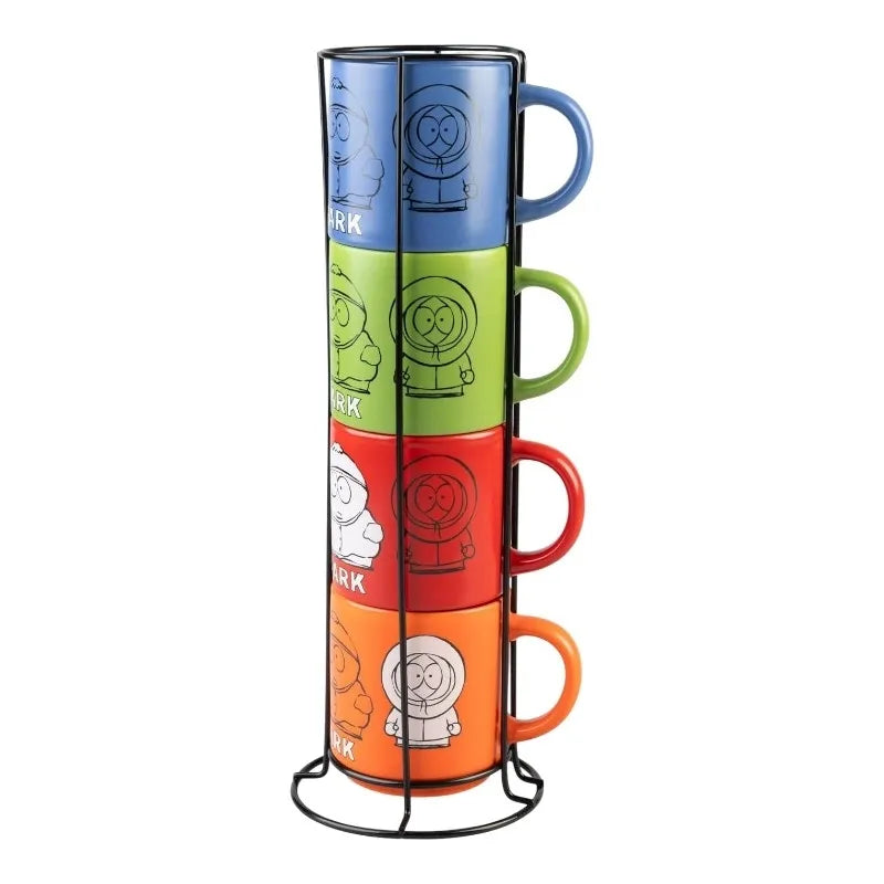 South Park – 4 keraminių puodelių rinkinys su stovu, 300 ml