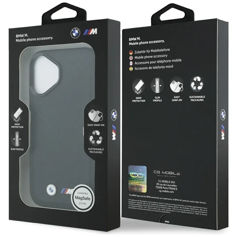 BMW M Quilted Logo MagSafe – iPhone 17 dėklas (juodas)