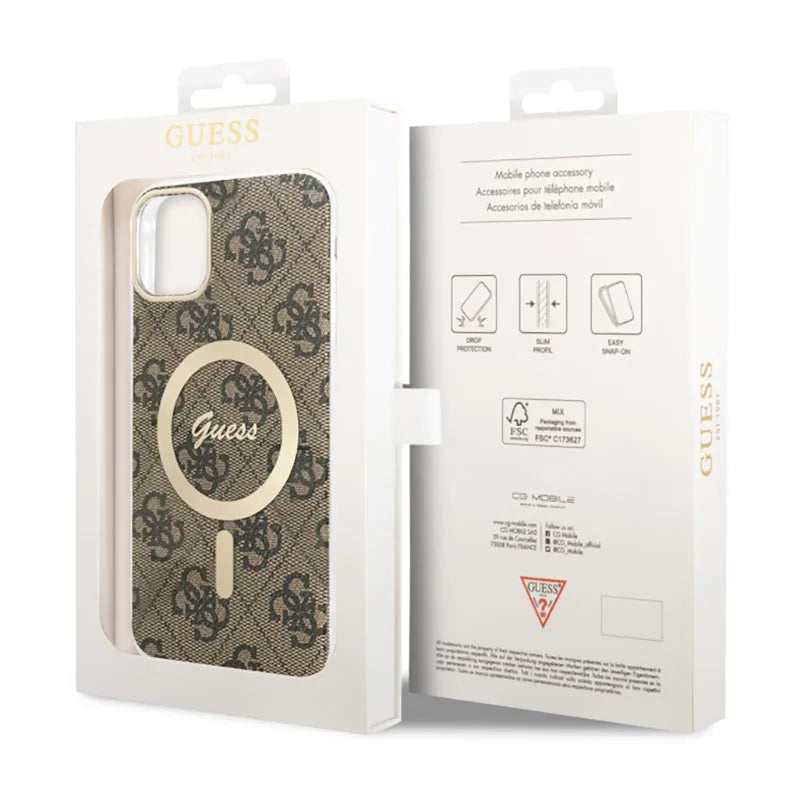 Guess 4G MagSafe – dėklas iPhone 11 (rudos spalvos)