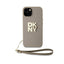 DKNY Wrist Strap Stock Logo – dėklas iPhone 15 Plus (smėlio spalvos)