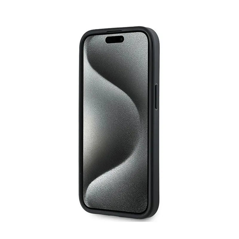 Karl Lagerfeld Diagonal Quilted Script - dėklas iPhone 15 / 14 / 13 (juodas)