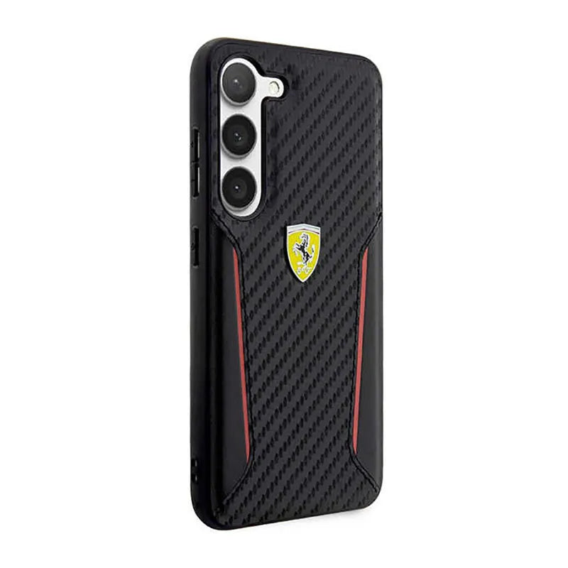 Ferrari Carbon Contrast Edges – dėklas Samsung Galaxy S23+ (juodas)