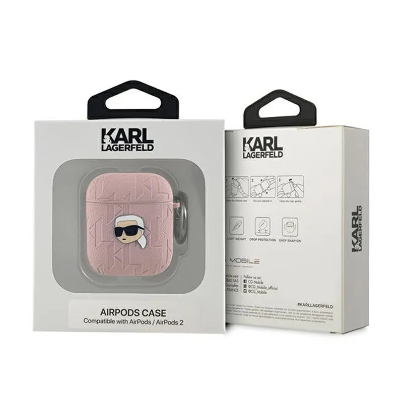 Karl Lagerfeld Monogram Karl Head – AirPods 1/2 gen dėklas (rožinis)