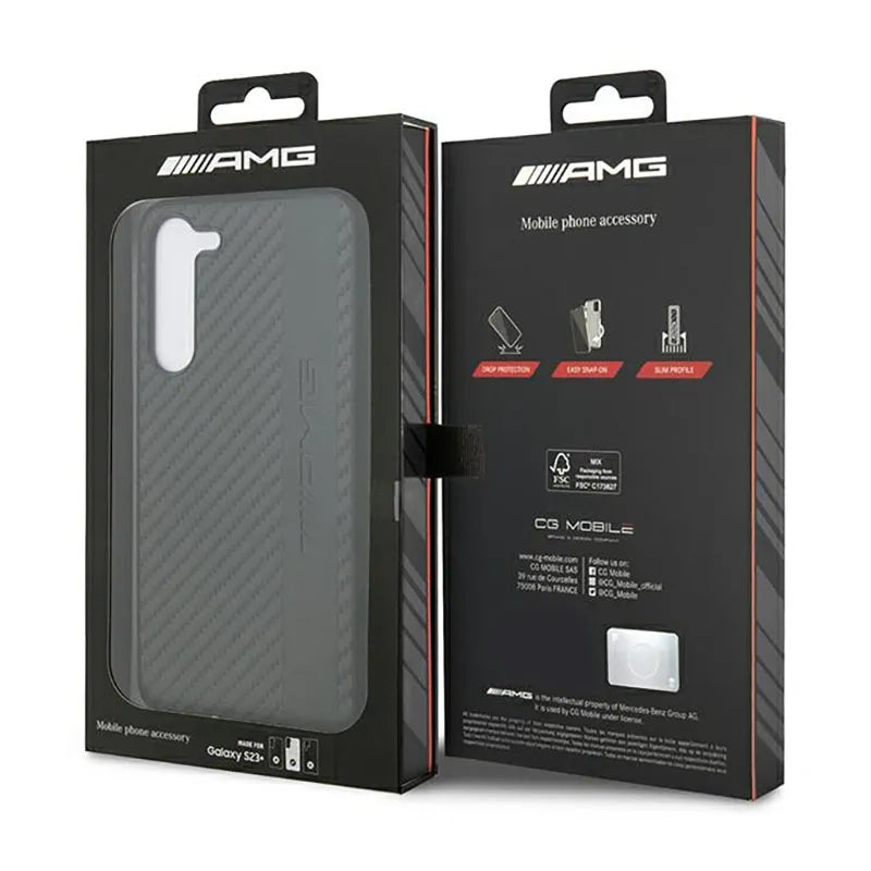 AMG Carbon Stripe & Embossed – dėklas Samsung Galaxy S23+ (juodas)