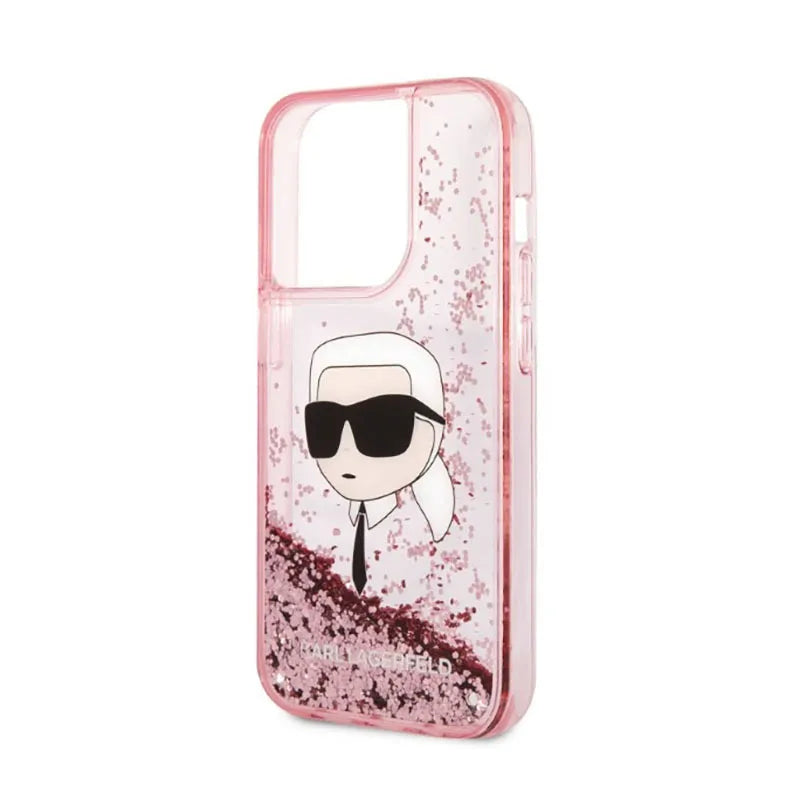 Karl Lagerfeld Liquid Glitter NFT Karl's Head dėklas skirtas iPhone 14 Pro Max (Rožinis)
