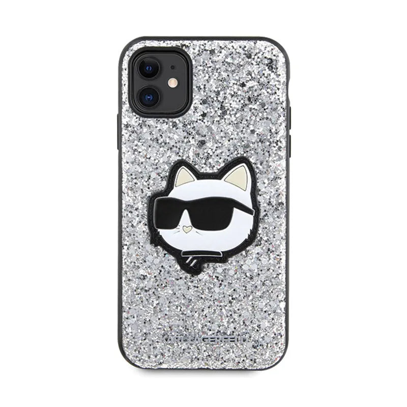 Karl Lagerfeld NFT Glitter Choupette Patch – Dėklas skirtas iPhone 11 (Sidabrinis)
