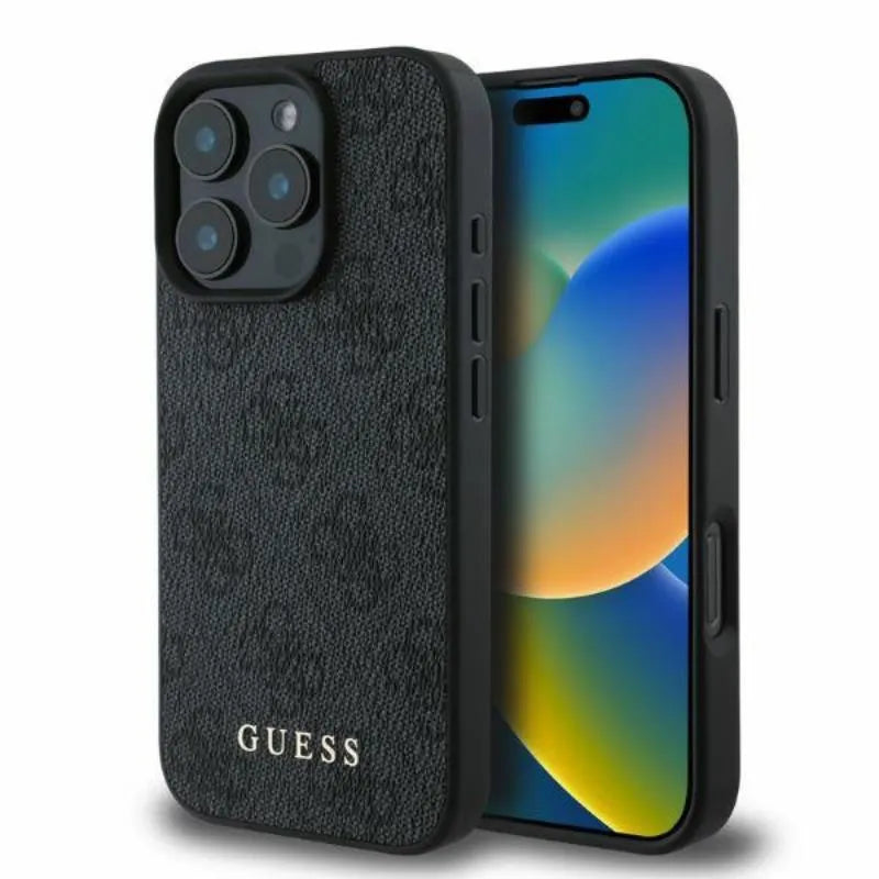 Guess 4G Classic – dėklas iPhone 16 Pro (juodas)