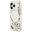 Guess IML Glitter Flowers Triangle MagSafe – dėklas iPhone 17 Pro (baltas)
