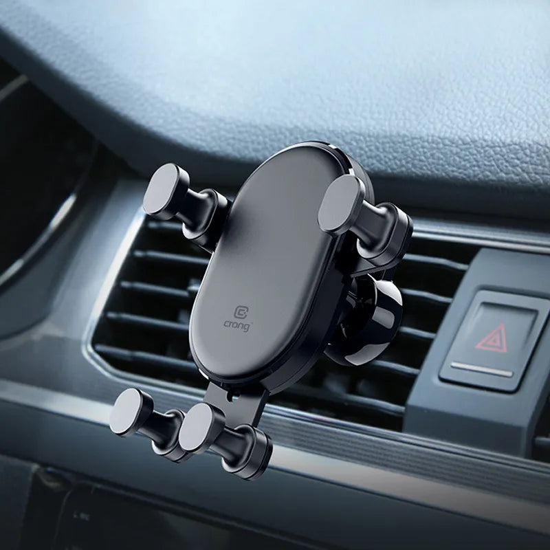 Crong Gravity Auto-Lock automobilinis laikiklis – gravitacinis laikiklis 4,7”-6,5” telefonams (juodas)