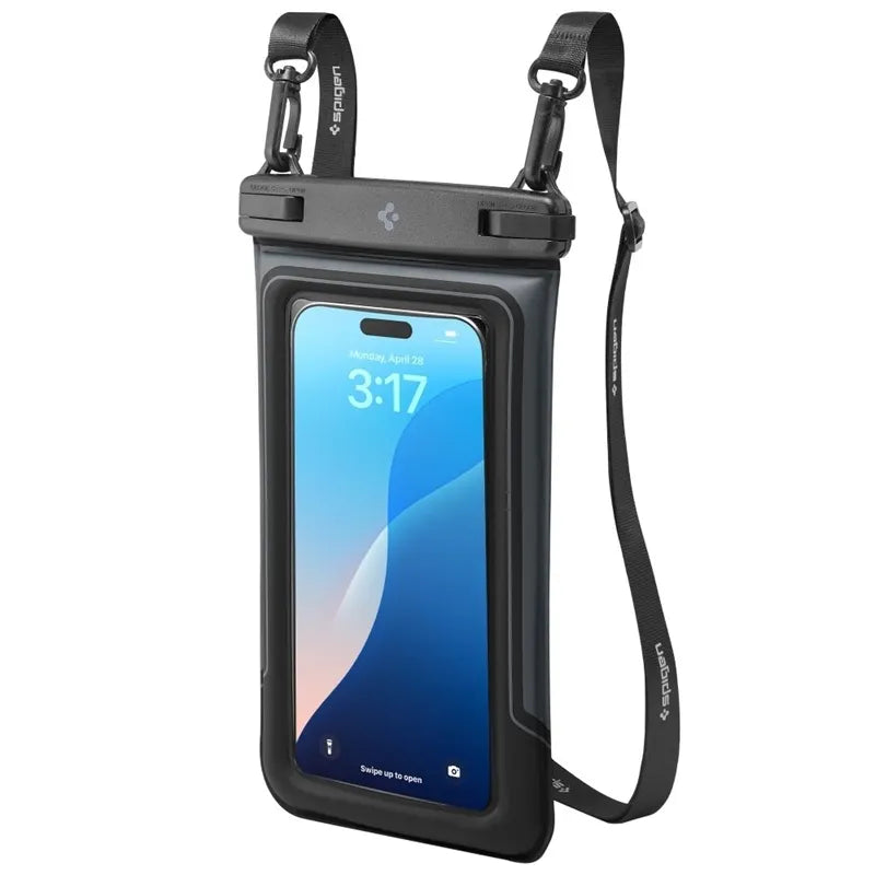 Spigen A611P universalus vandeniui atsparus plaukiojantis dėklas, 2 vnt. – vandeniui atsparus dėklas išmaniesiems telefonams iki 6,9" (matinis juodas)