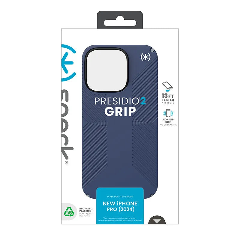 Speck Presidio2 Grip - iPhone 16 Pro dėklas (Coastal Blue / Dust Gray / White)