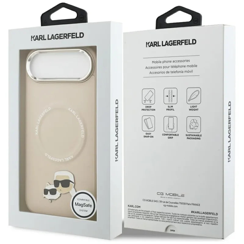 Karl Lagerfeld Karl & Choupette Pins MagSafe – Dėklas iPhone Air (smėlio spalvos)