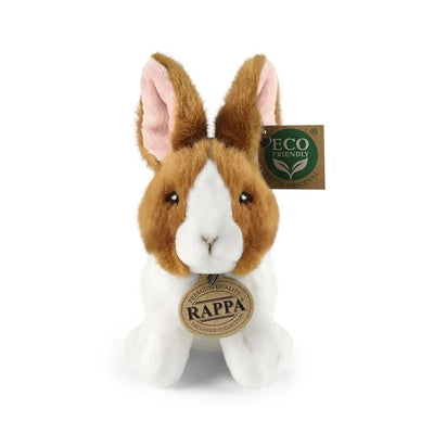 Rappa – pliušinis, realistiškas sėdintis triušis, baltas ir rudas, 16 cm, Eco-Friendly