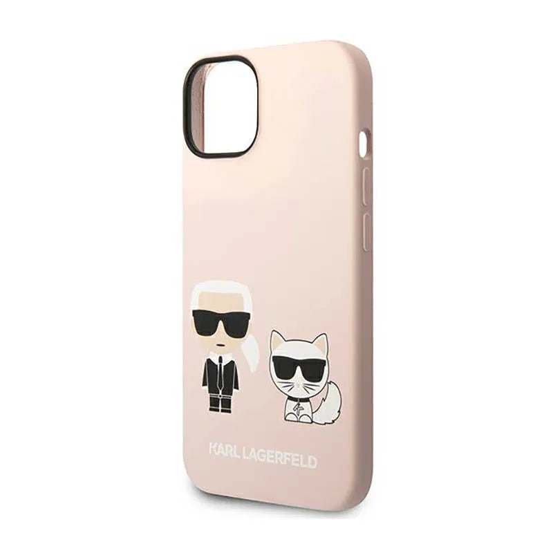 Karl Lagerfeld Liquid Silicone Karl & Choupette MagSafe – dėklas, skirtas iPhone 14 Plus (rožinis)