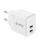 Crong Ultra Compact GaN – sieninis įkroviklis 2x USB-C 35W PD 3.0 su PPS (baltas)