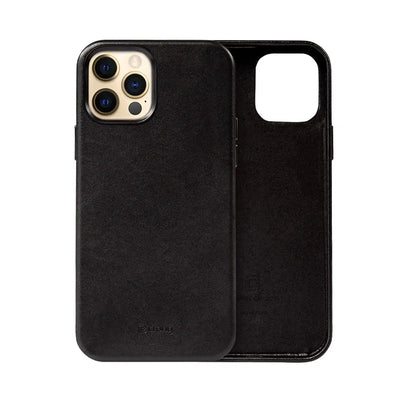 Crong Essential Cover - iPhone 12 Pro Max dirbtinės odos dėklas (juodas)
