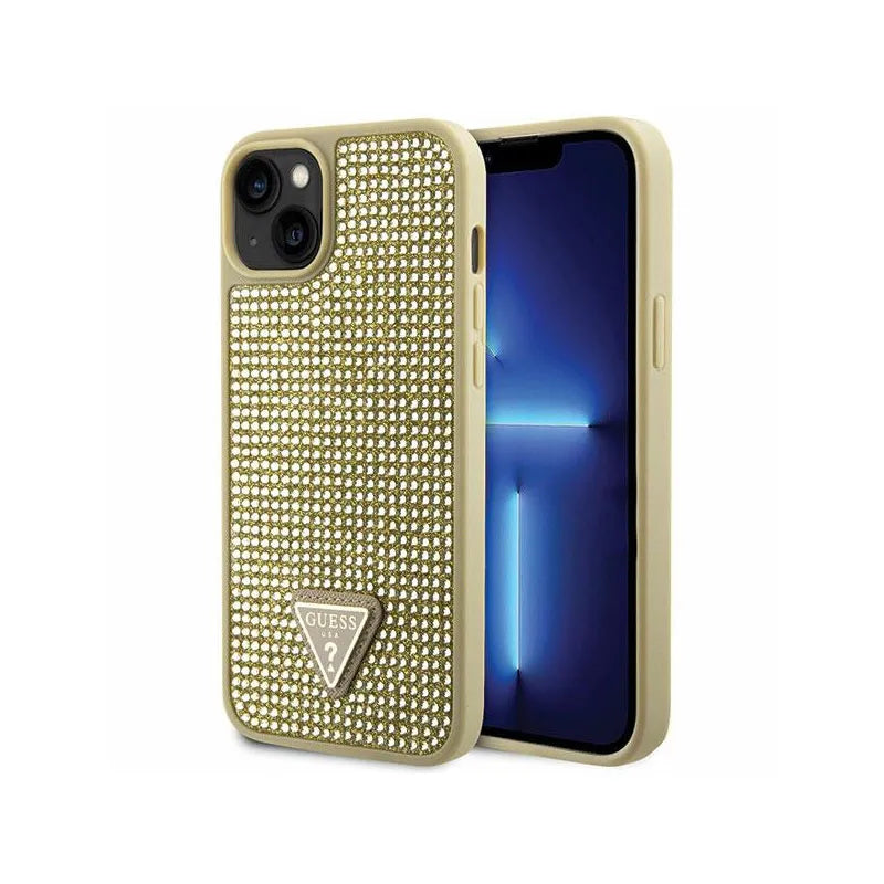 Guess Rhinestone Triangle – dėklas iPhone 14 Plus (auksinis)