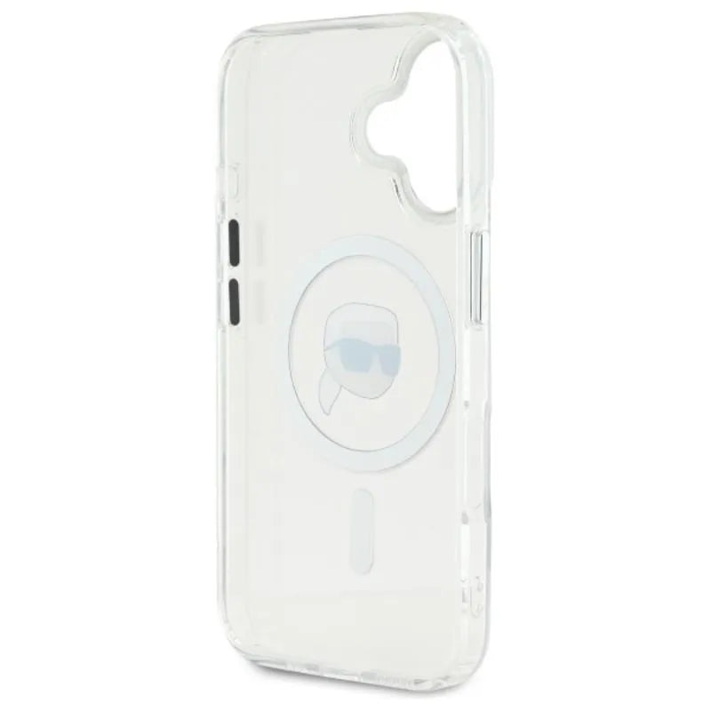Karl Lagerfeld IML Metal Karl Head MagSafe - dėklas skirtas iPhone 16 Plus (baltas)