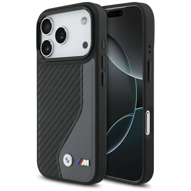 BMW M Carbon Logo MagSafe – Dėklas iPhone 17 Pro (antracito spalvos)