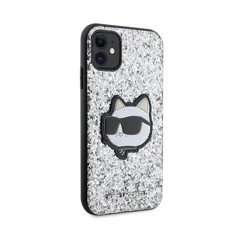 Karl Lagerfeld NFT Glitter Choupette Patch – Dėklas skirtas iPhone 11 (Sidabrinis)