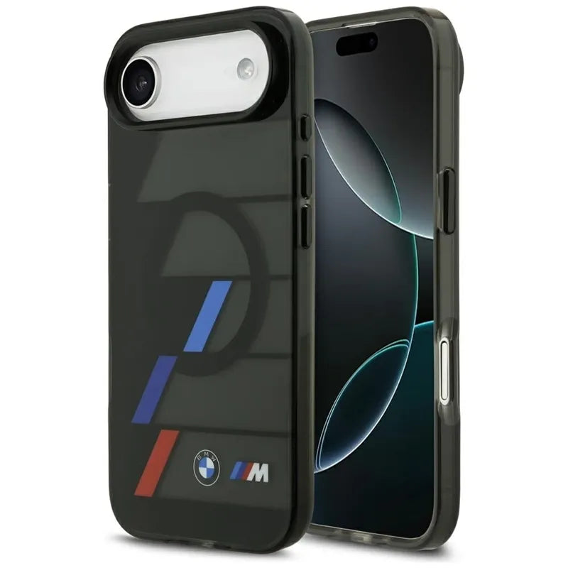 BMW M IML Metal Buttons Tricolor Lines MagSafe – dėklas iPhone Air (juodas)