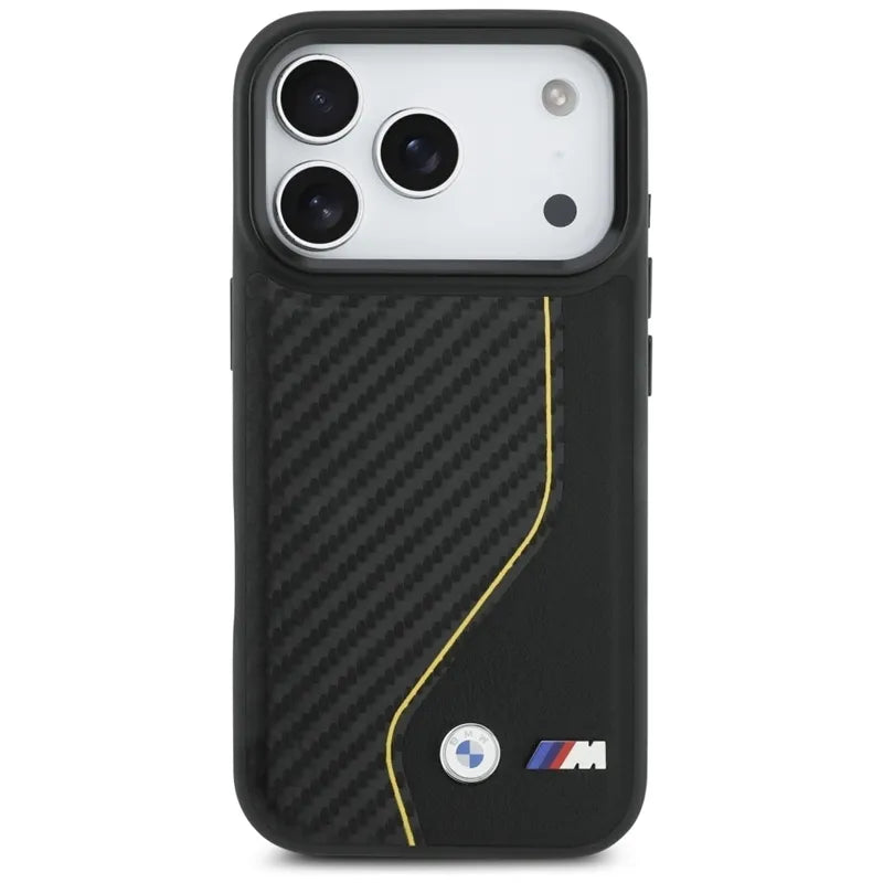 BMW M Carbon Line & Logo MagSafe – dėklas iPhone 17 Pro (geltonas)