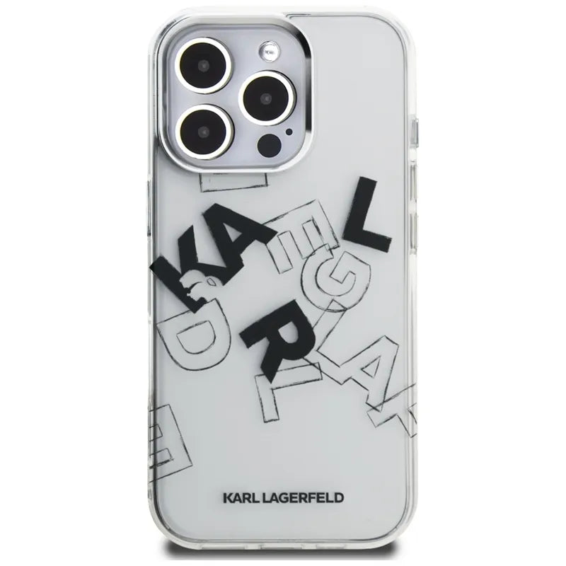 Karl Lagerfeld IML Sketched Graphic – dėklas iPhone 16 Pro (skaidrus)