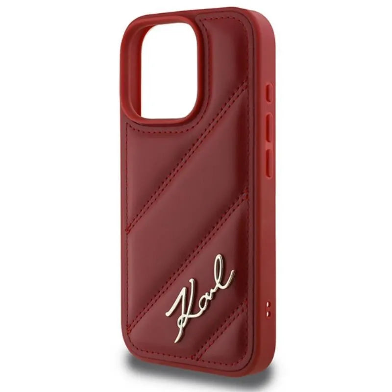 Karl Lagerfeld Quilted Signature – dėklas iPhone 16 Pro (raudonas)