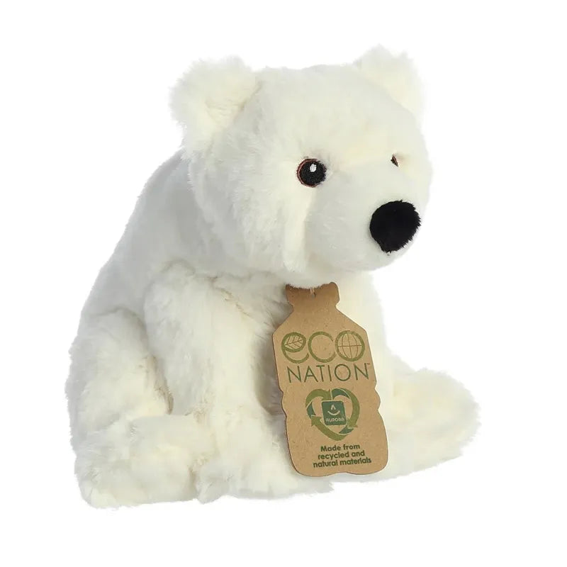 Eco Nation – Pliušinis žaislas / Sėdintis poliarinis lokys 19 cm ekologiškas