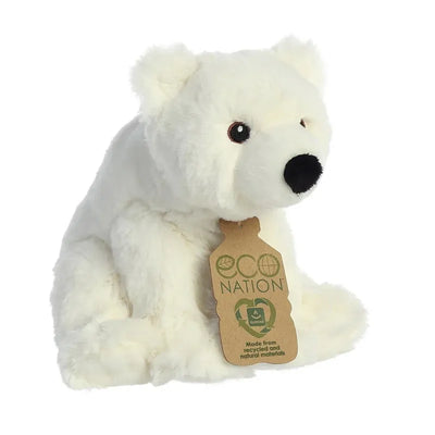 Eco Nation – Pliušinis žaislas / Sėdintis poliarinis lokys 19 cm ekologiškas