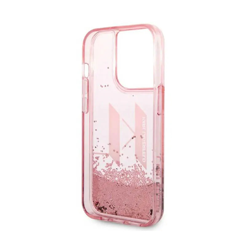 Karl Lagerfeld Liquid Glitter Big Logo dėklas – dėklas iPhone 14 Pro telefonui (rožinis)