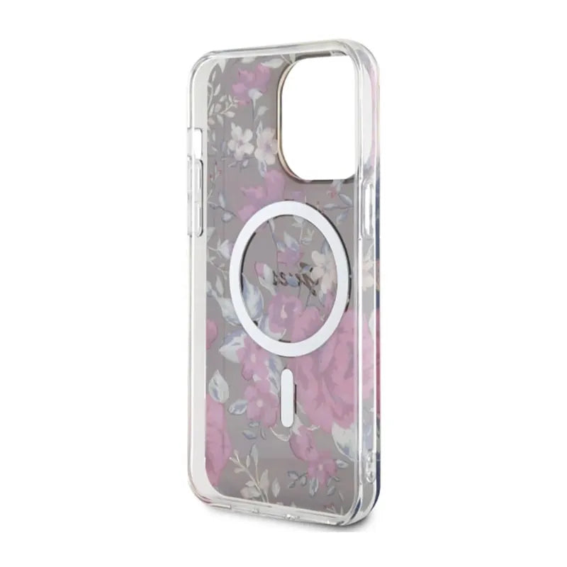 Guess Flower MagSafe – dėklas iPhone 14 Pro Max (žalias)