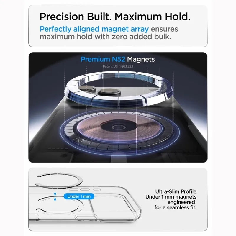 Spigen Liquid Crystal Mag MagSafe – dėklas, skirtas iPhone 18 Pro Max / 17 Pro Max (skaidrus / baltas)