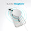 Speck Gemshell Grip + MagSafe – dėklas iPhone 17e / 16e / 15 / 14 / 13 (skaidrus / chromo apdaila)