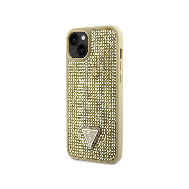 Guess Rhinestone Triangle – dėklas iPhone 14 Plus (auksinis)