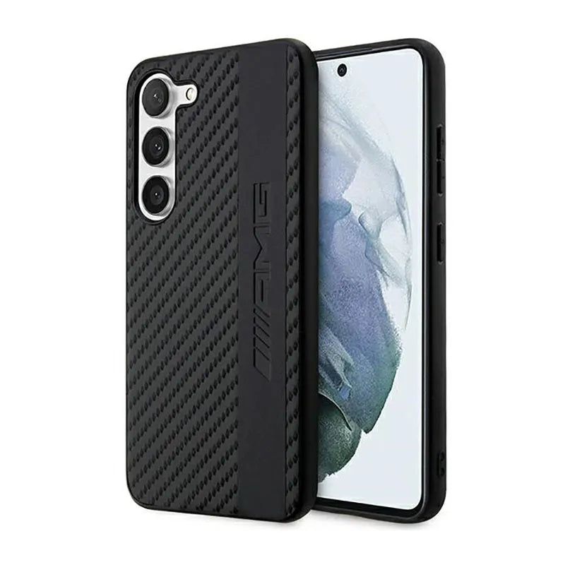 AMG Carbon Stripe & Embossed – dėklas „Samsung Galaxy S23“ (juodas)