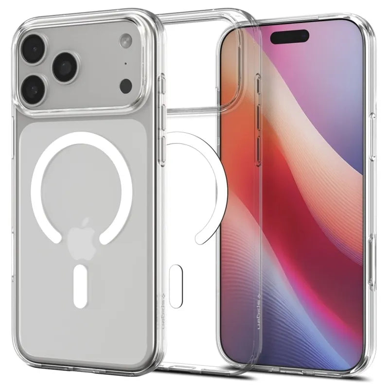Spigen Liquid Crystal Mag MagSafe – dėklas iPhone 17 Pro Max (skaidrus/baltas)