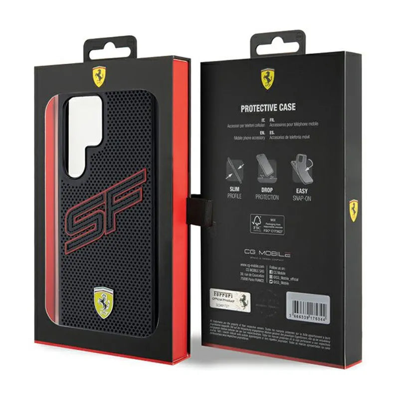 Ferrari Big SF Perforated - dėklas Samsung Galaxy S24 Ultra (juodas)