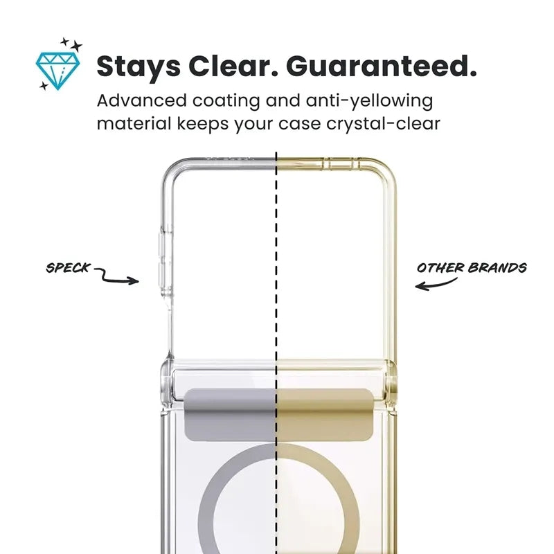 Speck Presidio Perfect-Clear Magnet – Samsung Galaxy Z Flip 8 dėklas su MagSafe (skaidrus)